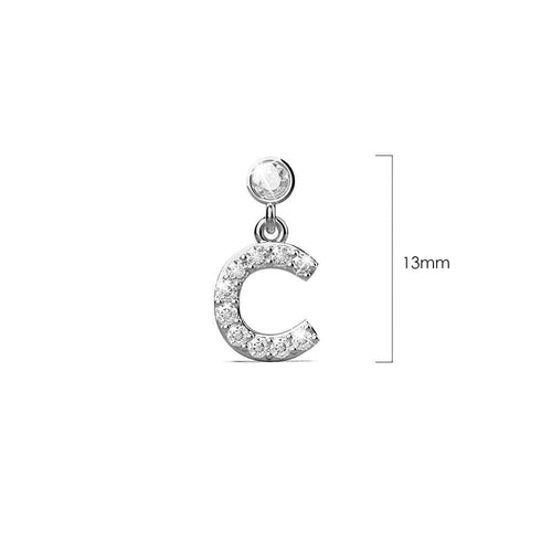 Solid 925 Sterling Silver Initial Crystal Personalised Alphabet Letter Earrings